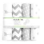 Changing Pad Cover – Premium Baby Changing Pad Covers 4 Pack – Boy or Girl Changing Pad Cover – Pure Jersey Machine Washable Grey and White Changing Table Cover – Diaper Changing Pad Cover Sheets